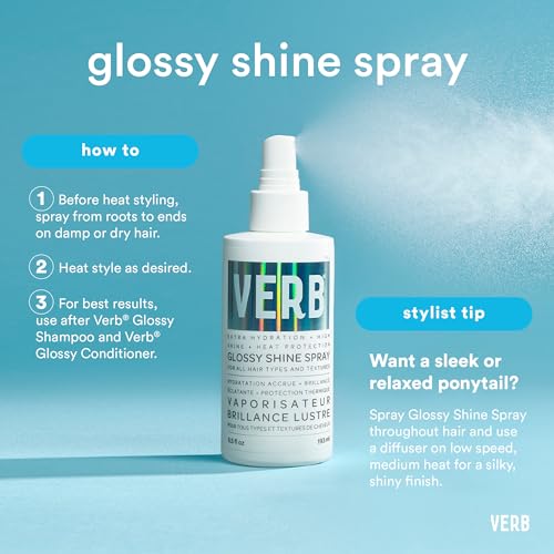 VERB Glossy Shine Spray, 6.5 fl oz | Glass Finish Heat Protectant