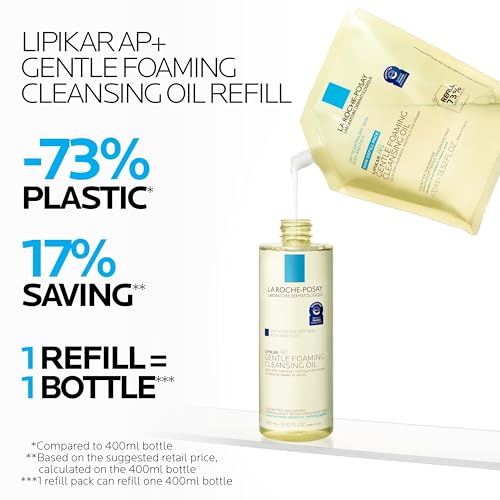La Roche-Posay Lipikar AP+ Gentle Foaming Cleansing Oil, Refill, 13.52oz