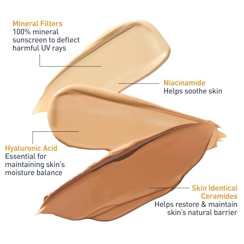 CeraVe Tinted Sunscreen for Face, Mineral SPF 30 Moisturizer, Medium, 1.7oz
