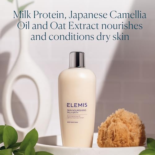 ELEMIS Skin Nourishing Milk Bath 400ml – Softening Body Cleanser for Dry Skin, Gently Moisturizes & Soothes with Milk Protein & Oat Extract