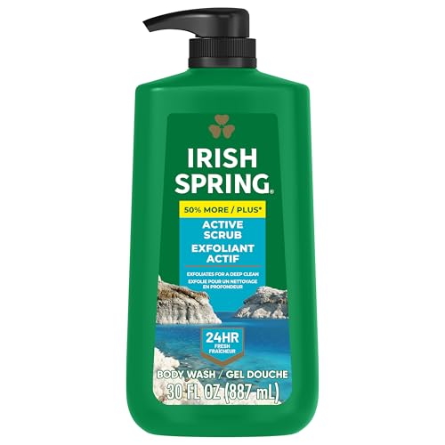 Irish Spring Active Scrub Body Wash for Men, Cool Fresh Scent, 887 mL