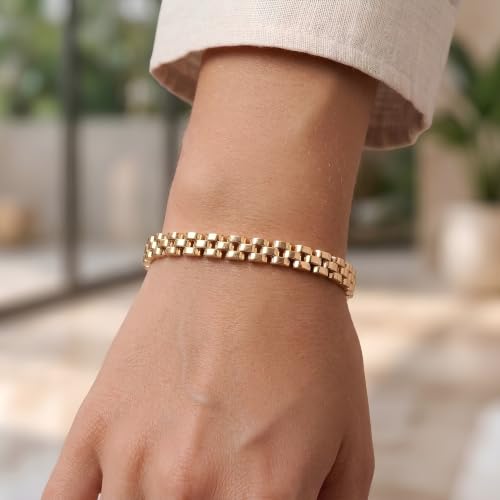 Floreo 14k Yellow Gold 4mm Panther Link Bracelet, 7 Inch
