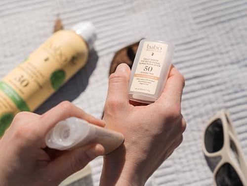 Babo Botanicals Daily Sheer Mineral Tinted Sunscreen Stick SPF50 - Natural Zinc Oxide - For Face - For all ages - EWG Verified - Water Resistant - Fragrance-Free