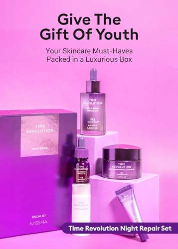 MISSHA Time Revolution Night Repair 5X Gift Set, Ampoule Cream Essence