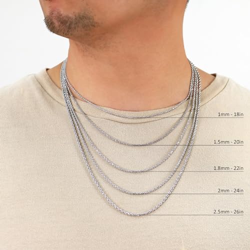 Nuragold 10K Real White Gold Rope Chain Diamond Cut Necklace (1.5mm-7mm) - 18",1.8mm