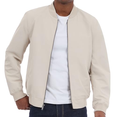 Michael Kors Men's Lightweight Bomber Jacket, Wind and Water Resistant, Dune, X-Large