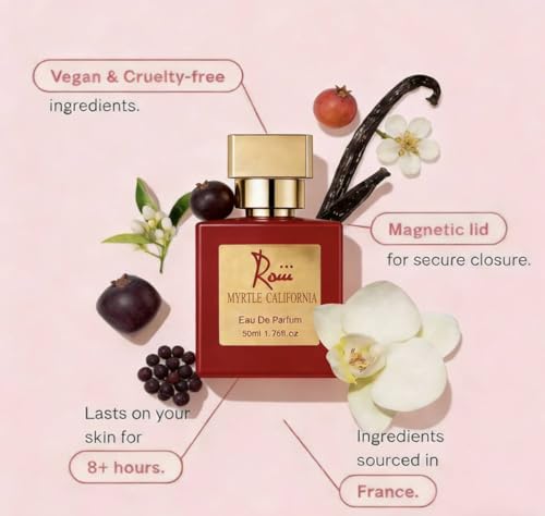 Roiii Myrtle California 1.7 Fl Oz (50ml) - Eau de Parfum - Inspired by Par.ma Mir.to Fresh Citrus&Woody Notes EDT Perfume - Vegan, Women Perfume Spray