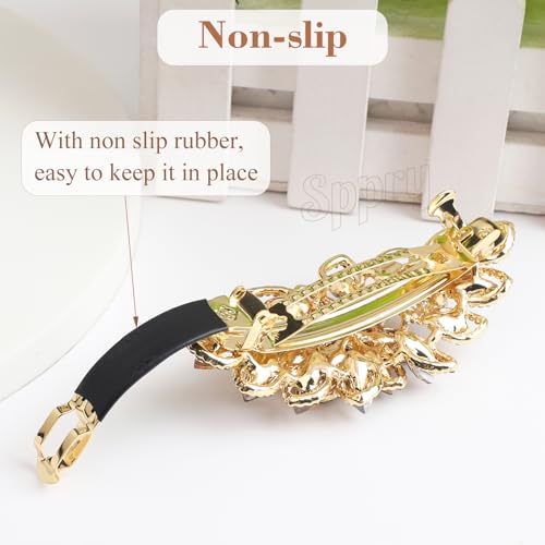 Sppry Large Gold-plated Rhinestone Hair Barrette, Navy