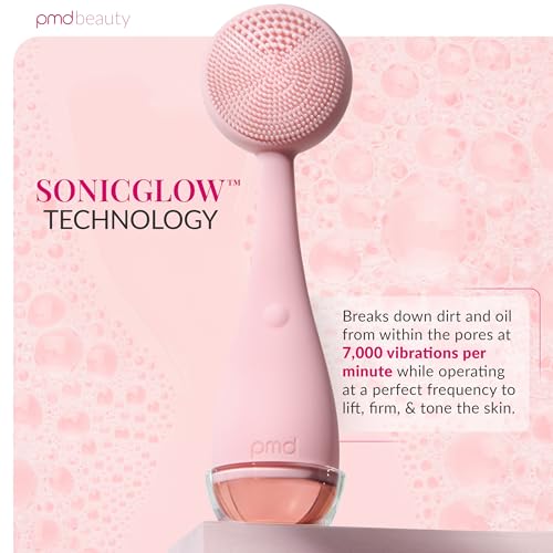 PMD Beauty Clean Facial Cleansing Brush – Waterproof Silicone Face Cleanser with Sonic Technology, Blush