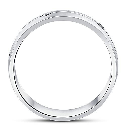 P3 POMPEII3 Pompeii Mens Comfort Fit Bezel Diamond Wedding 14K White Gold Band Ring - Size 11.5