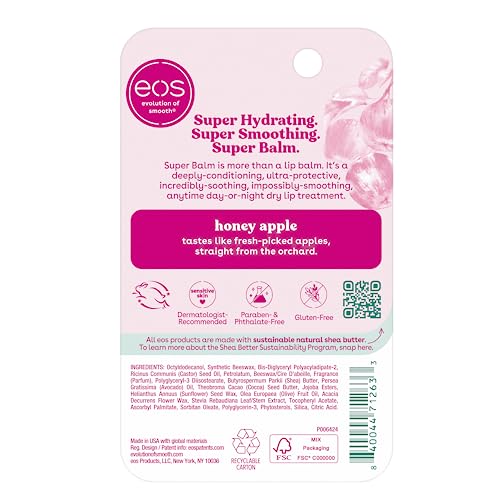 eos 24H Moisture Super Balm - Honey Apple, Day or Night Lip Treatment, Made for Sensitive Skin, Lip Balms & Moisturizers, 0.35 fl oz