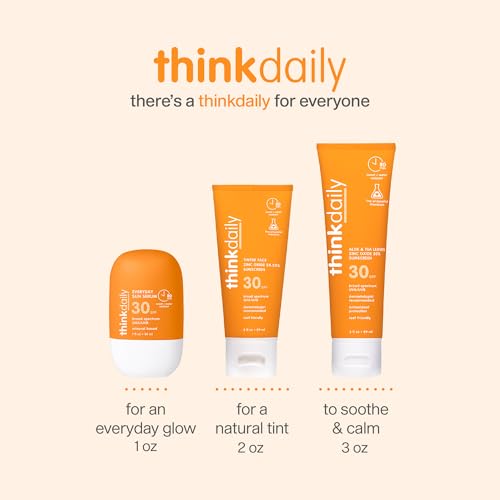 Thinkdaily Everyday Sun Serum SPF 30, Mineral Sunscreen for Face, 1 Fl Oz