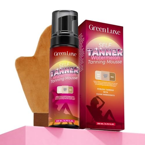 Self Tanner Mousse Mitt Kit – Medium Glow Watermelon Scent 6.76 fl. oz