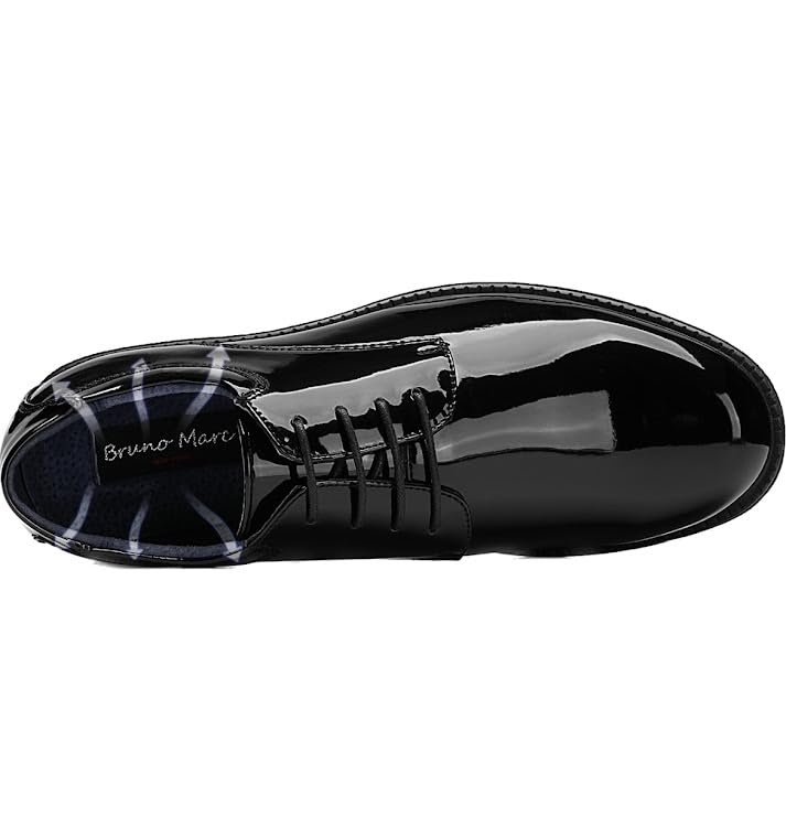 Bruno Marc Men's Downing-02 Black Pat Leather Lined Dress Oxford Shoes Classic Lace Up Formal Size 9.5 M US
