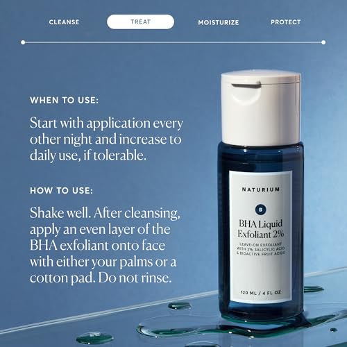 Naturium BHA Liquid Exfoliant 2%, Leave-on Face & Skin Care Exfoliating Pore Treatment, with Salicylic Acid & Bioactive Fruit Acids, Packaging May Vary, 4 oz