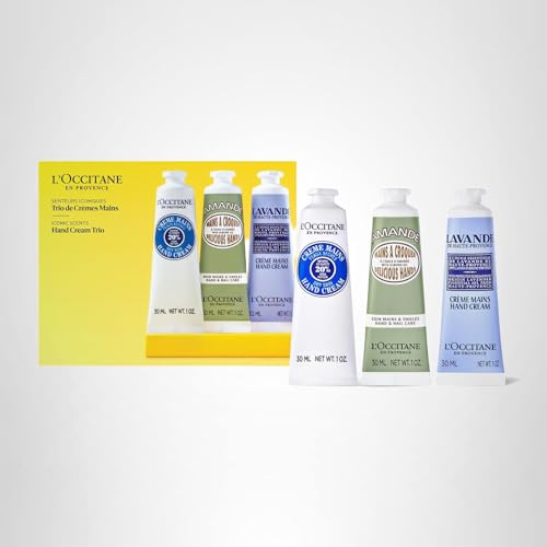 L’Occitane Hand Cream Classics 3-Piece Gift Set, Moisturizing Skincare Trio, Nourishing Creams for Dry Hands, Nails, and Cuticles, Travel-Sized, Vegan