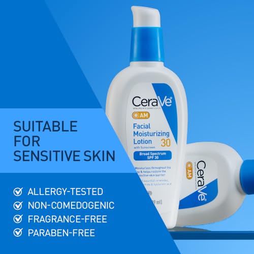 CeraVe AM Oil Face Moisturizer Lotion, Sunscreen for Face, SPF 30, 3oz