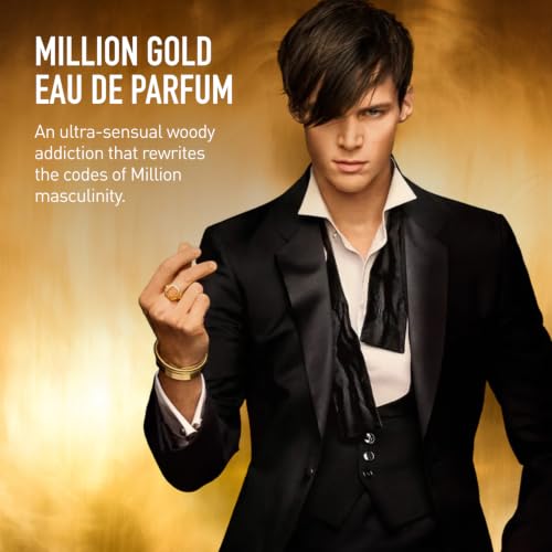 Rabanne Million Gold Eau de Parfum Intense - Rich Woody Cologne for Men with Sandalwood, Cedarwood & Cardamom - Travel Designer Fragrance Spray 0.34 oz