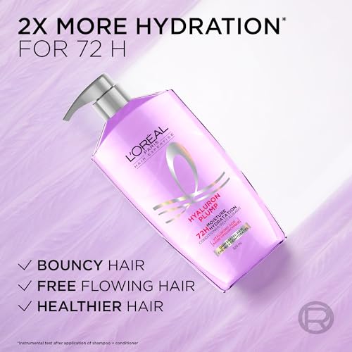 L'Oreal Paris Elvive Hyaluron Plump Hydrating Conditioner for Dehydrated, Dry Hair Infused with Hyaluronic Acid Care Complex, Paraben-Free, 26.5 Fl Oz