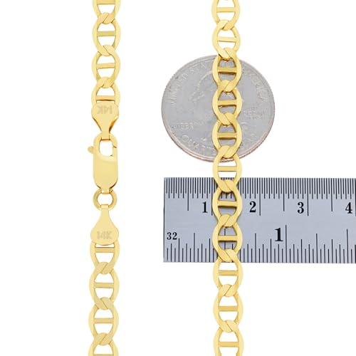 Nuragold 14K Real Yellow Gold 6mm Mariner Chain Solid Anchor Mens Necklace - 20"