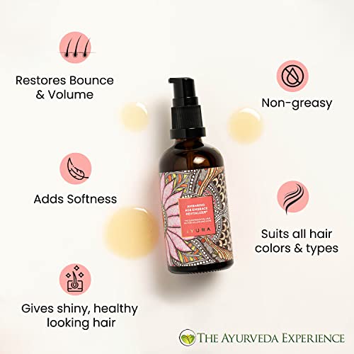 The Ayurveda Experience iYURA Ambhring Age Embrace Revitalizer and Hair Oil – Pro-age Hair Moisturizer for Bouncy, Shiny and Voluminous Hair – Ayurvedic Oil with Amla & Bhringraj – 3.4 fl oz