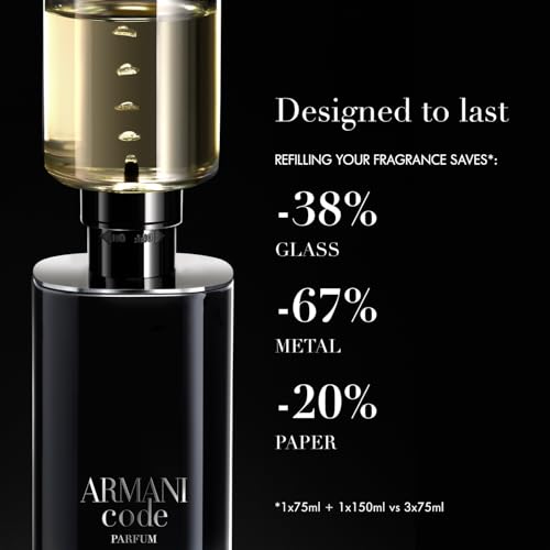 Armani Beauty - Code - Parfum - Cologne for Men - Fresh & Aromatic Men’s Fragrance - Bergamot, Clary Sage, Tonka Bean Notes - 1.0 Fl Oz
