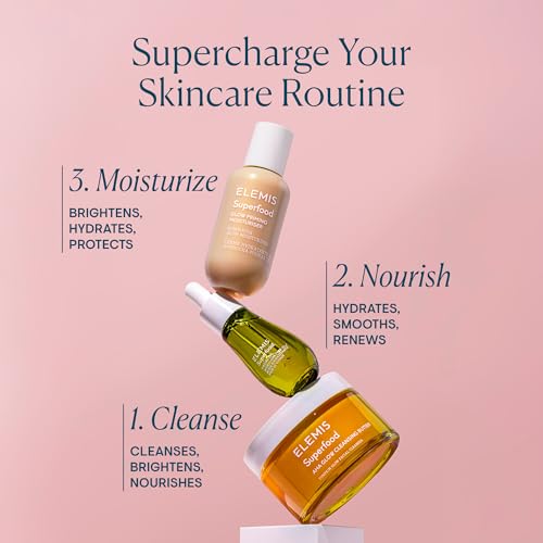 ELEMIS Superfood AHA Glow Cleansing Butter, Daily Skincare Facial Cleanser to Brighten, Nourish & Hydrate Skin, Facial Mask & Brightening Cleanser