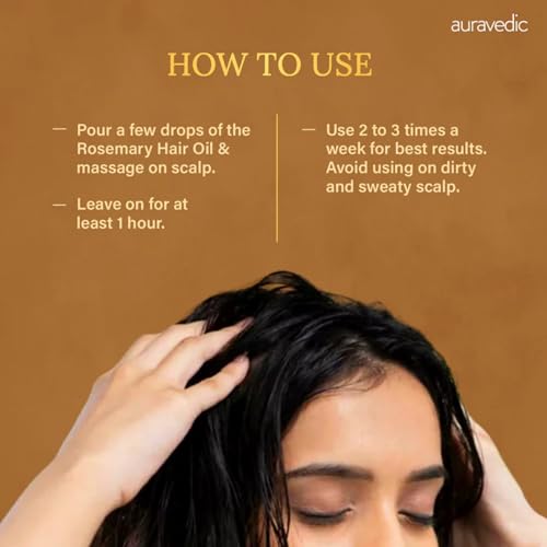 Auravedic Rosemary Oil for Hair Growth | Stronger, Fuller Hair | 3.38 Fl Oz