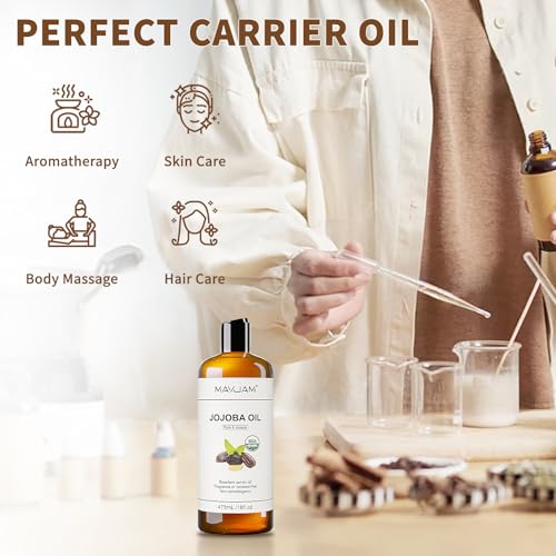 MAYJAM Organic Jojoba Oil for Skin, Hair, Face, Nails Care, USDA Certified