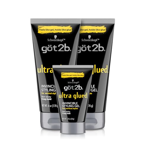 Got2B Ultra Glued Hair Gel, Extra Strong Hold, 6 Fl Oz + 1.25 Fl Oz