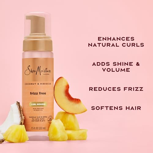 SheaMoisture Curl Mousse Coconut and Hibiscus for Frizz Control Styling Mousse with Shea Butter 7.5 oz