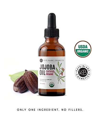 Kate Blanc Cosmetics Organic Jojoba Oil for Hair, Skin, Face, Nails (4oz)
