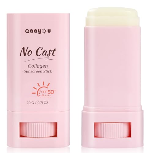 No Cast Sunscreen Stick SPF PA50++++ Collagen Sunscreen Korean Sunscreen Stick Soothing Moisture Matte Sun Stick for Face & Body Non Sticky, No White Cast