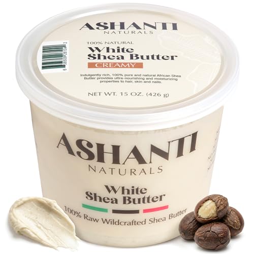 Ashanti Naturals White Raw Shea Butter | Unrefined African Shea Butter | Creamy Moisturizer for Easy Application - 15 oz