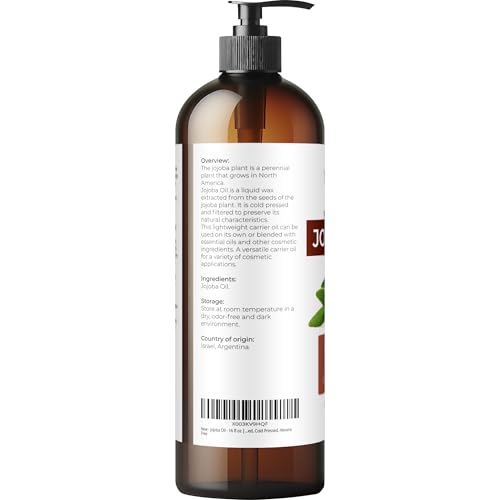 velona Jojoba Oil - 16 fl oz, Cold Pressed, Unrefined, with Pump