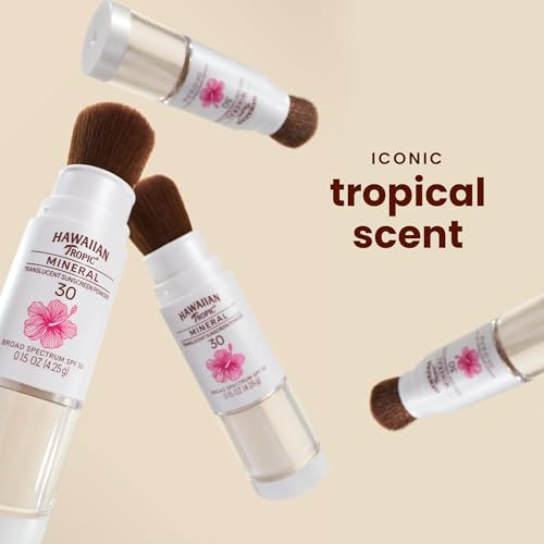 Hawaiian Tropic Mineral Powder Sunscreen Brush SPF 30, 0.15 Oz