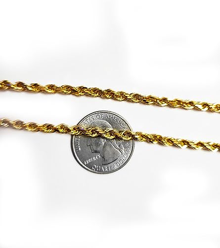 Galaxy Gold GG, 14K Solid Gold Diamond Cut Rope Chain Necklace, 4mm - 24 Inch (18-30" Available), Fine Jewelry