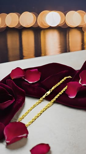 Galaxy Gold GG, 14K Solid Gold Diamond Cut Rope Chain Bracelet, 5mm - 9.5 Inch (7-9.5" Available), Fine Jewelry