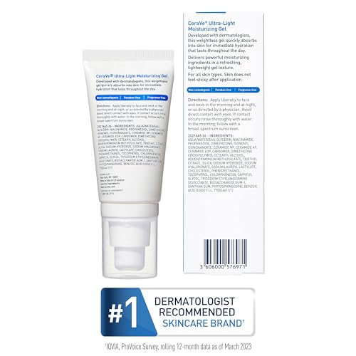 CeraVe Ultra-Light Moisturizing Gel, Niacinamide Face Moisturizer, 1.75oz