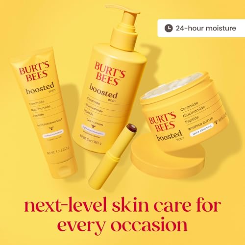 Burt's Bees Boosted Body Whipped Butter With a Ceramide, Niacinamide and Peptide Complex, Quick-Absorbing Body Butter Helps Support Skin Barrier, Tropical Scented, 6.5 oz. Jar