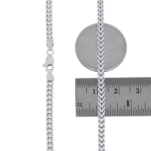 Nuragold 10K Real White Gold 3mm Franco Square Box Wheat Chain Necklace - 20"