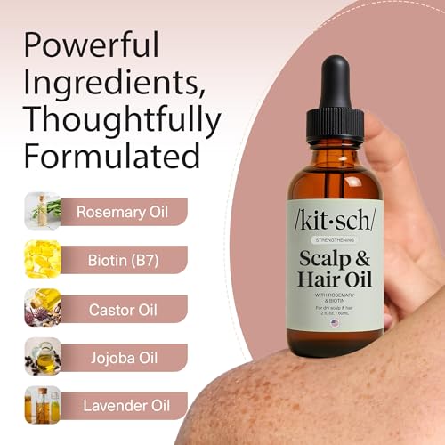 Kitsch Rosemary Oil for Hair Growth -With Castor Oil, Biotin & Jojoba- 60mL
