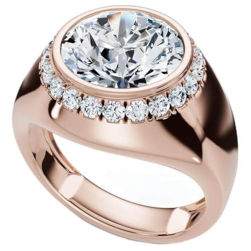 P3 POMPEII3 Pompeii Certified 3 1/3Ct Men's Bezel Set Diamond Halo Signet Ring 14k Gold Lab Grown - Size 6 (E/F,VS1-VS2)