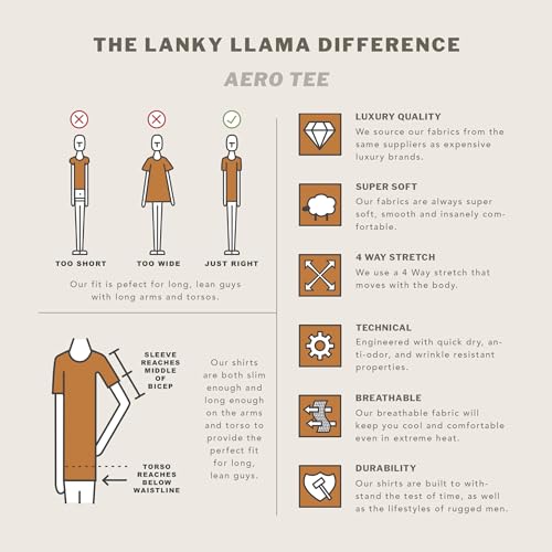 Lanky Llama (New) Aero Tee | Fit for Slim & Tall Slim Men | Lightweight Luxury Athleisure | Pale Ocean, X-Large (Semi-Tall)