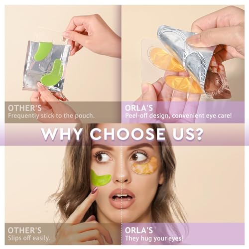ORLASKIN Eye Patches Under Eye Mask Skincare Hyaluronic Acid Under Eye Patches for Teen Girls Puffy Eyes and Dark Circles 24k Gold,Hyaluronic Acid,Rose,Eye Mask Pads Bag Treatment Skin Care(30Pairs)