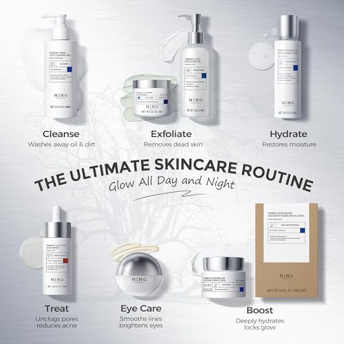 NING Korean Skin Care Set Anti Aging, 8-Step Tembusu Skincare Kit for Women