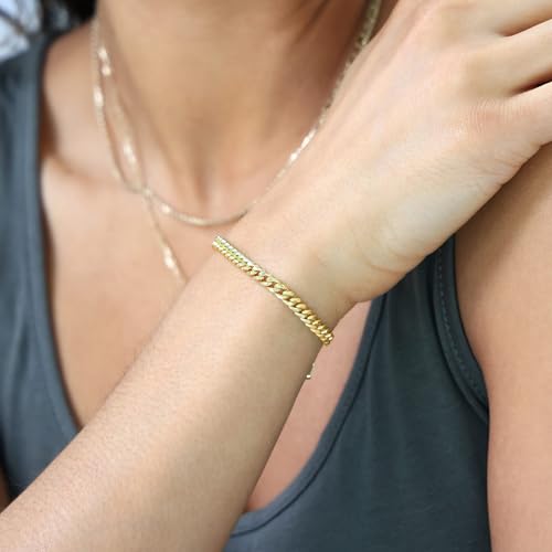 Nuragold 14k Real Yellow Gold Miami Cuban Link 4.5mm Chain Italian Bracelet - 8.5"