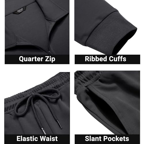 COOFANDY Sweatsuits for Men Long Sleeve 2 Piece Quarter Zip Polo Suit Casual Tracksuit Set