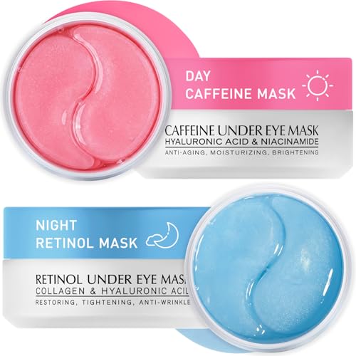 Under Eye Patches Kit: 120 Pcs Retinol & Caffieine Gel Eye Mask for Dark Circles, Puffiness and Wrinkles - Day & Night Skin Treatment Pads with Niacinamide, Collagen & Hyaluronic Acid (2 Pack)