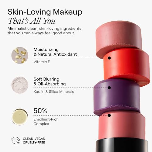 Nudestix Nudies Blush Stick – 3-in-1 Cream Blush for Cheeks, Eyes & Lips with Built-In Brush | Soft Matte Finish for a Natural Flush | Clean, Vegan & Travel-Friendly Makeup (Picante)